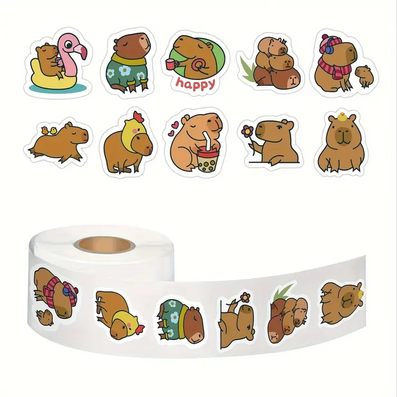 Stiker Capybara en rollo